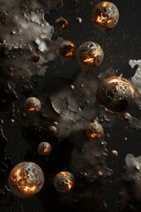 Wall Mural - glowing planets in cosmic landscape