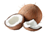 a coconut with a cut open coconut