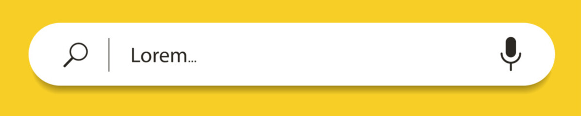 Wall Mural - Search bar Internet browser on yellow background for UI design, website interface element with web icons and push button vector