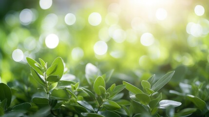 Canvas Print - Close Up of Lush Green Leaves with Bokeh Background