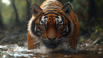 Wall Mural - A Tiger in the Rain