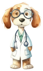 Wall Mural - PNG Dog doctor cartoon white background representation.