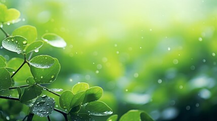 Canvas Print - Dew Drops on Lush Green Leaves - Nature Photography