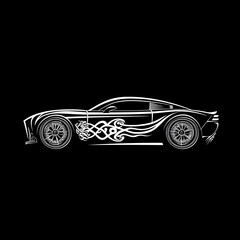 Wall Mural - Stylish Fast Car Logo: Lineart Vector for Billboards and VFX Video Post Production