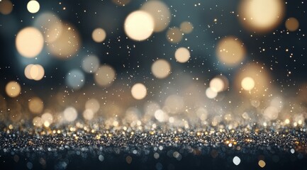 Wall Mural - Soft golden bokeh lights shining against a dark background