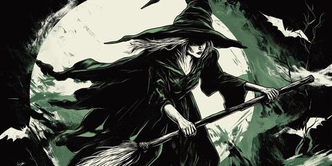 Wall Mural - Witch on Broomstick