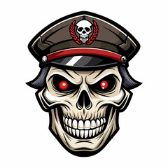 Design a Powerful, Menacing Skull in a Tactical Beret Bold Black-and-White Illustration with Military Vibe art vector illustration