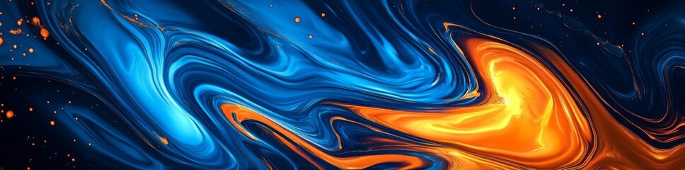 Wall Mural - Blue and gold tones are used in this vibrant abstract wave design.