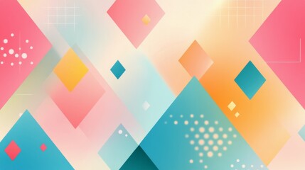 Wall Mural - Colorful geometric shapes in a soft gradient background