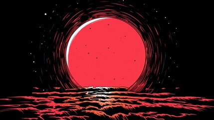 Wall Mural - red planet landscape - cosmic art illustration