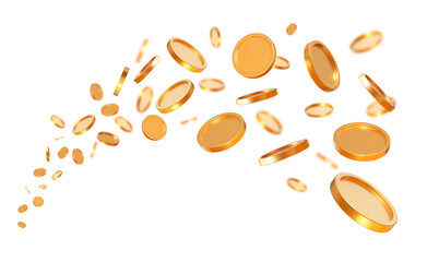 Wall Mural - 3d golden falling coins. finance investment. golden rain. jackpot or success concept. stock vector i