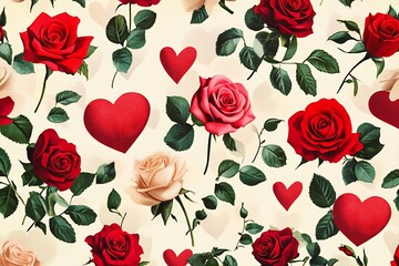 Canvas Print - seamless background with roses