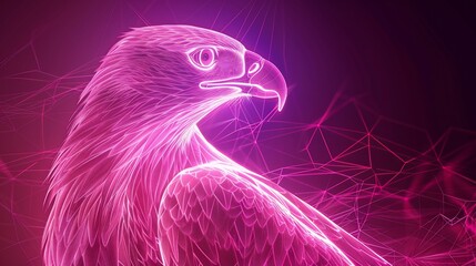 Wall Mural - Glowing Eagle in Neon Light