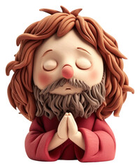 Canvas Print - PNG Clay 3d jesus figurine toy white background.