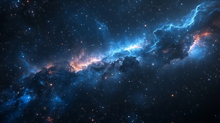 Wall Mural - A cosmic nebula with swirling clouds of gas and dust illuminated by distant stars.