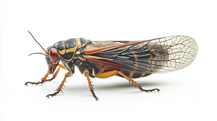 Wall Mural - Live cicada on a white background, isolated