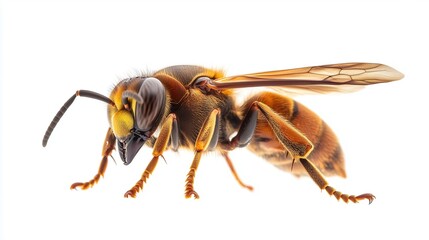 Live hornet on a white background, isolated