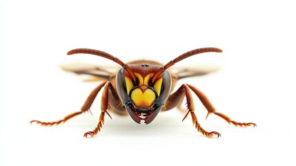 Live hornet on a white background, isolated