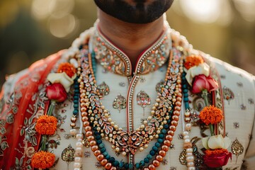 A close up of a person wearing a necklace