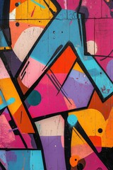 Wall Mural - Colorful abstract mural featuring geometric shapes and vibrant patterns