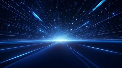 Wall Mural - Abstract Glowing Lines in Blue Space - Futuristic Digital Art