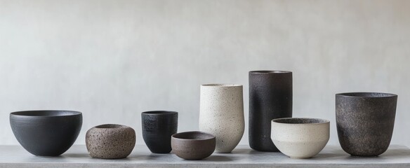 Sticker - Seven Ceramic Vessels in Various Shapes and Sizes