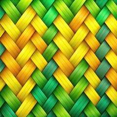 Wall Mural - Colorful gradient pattern of woven textures in vibrant yellow and green shades. Generative AI