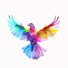 bird colorful wings flight dove rainbow feathers gradient vibrant multicolor flying nature animal beauty art peace bright freedom artistic abstract 