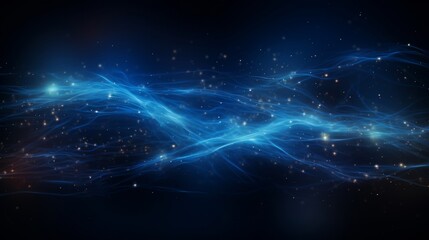 Wall Mural - Abstract Blue Glowing Lines and Stars - Digital Art