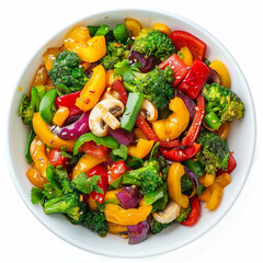 vegetables salad broccoli pepper mushroom red onion bell peppers healthy fresh vegetarian vegan colorful mix bowl diet nutrition cuisine dish 