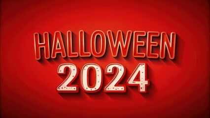 Happy Halloween 2024 greeting on a vibrant red background. Generative AI