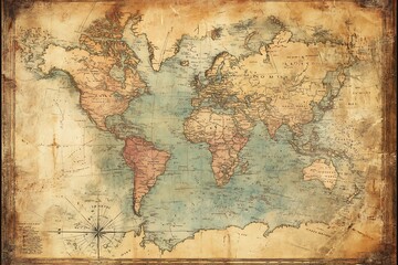 Poster - old map of the world