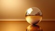 © julija - gleaming metallic gold sphere with realistic reflections suspended in void minimalist holiday ornament or abstract design element