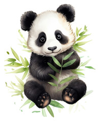 Poster - PNG Watercolor of panda wildlife animal mammal.