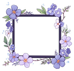 Sticker - PNG Violet flower pattern plant frame.