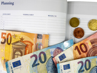 Euro money and calendar.