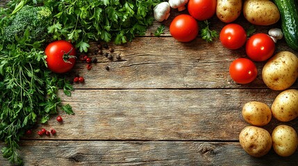 Poster -   A wooden table filled with various fruits and vegetables