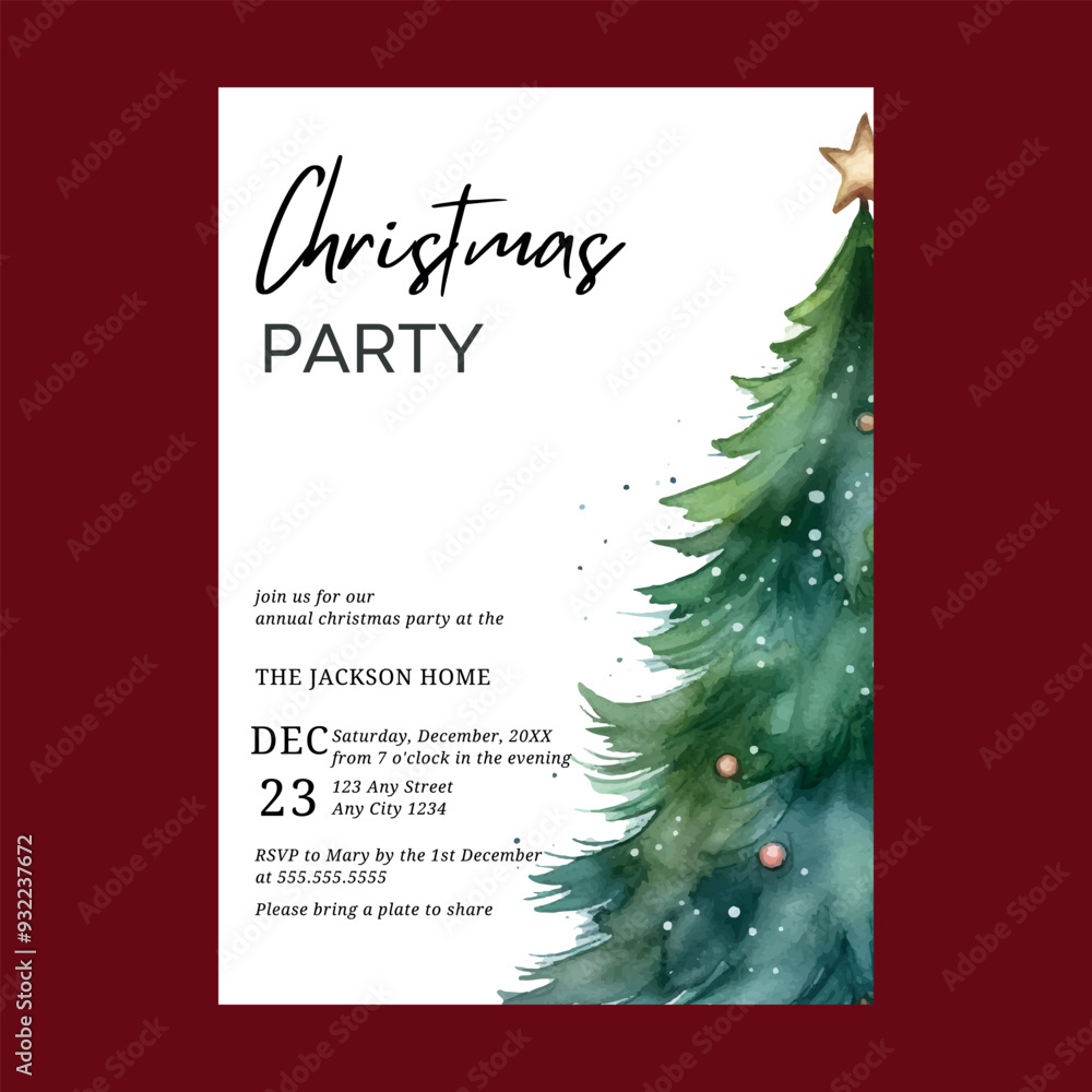 Invitation Tree Design Modern Christmas Tree Party Invitation Stock Vector | Adobe Stock