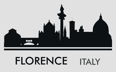 Wall Mural - The city skyline. Florence, Italy. Silhouettes of buildings. Vector on a gray background