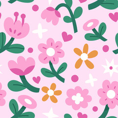 Sticker - Floral vector seamless pattern. Delicate botanical wallpaper. Repeatable background with leaves and flowers