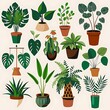 © DoodleDaze - Hand-Drawn Houseplant Collection in Decorative Pots for Home Decor