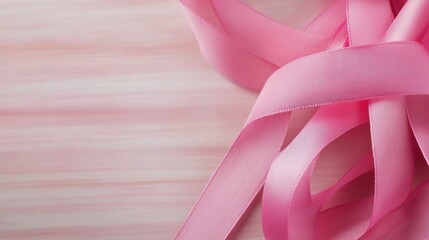 Wall Mural - Pink ribbon bow against a soft pink background for festive occasions