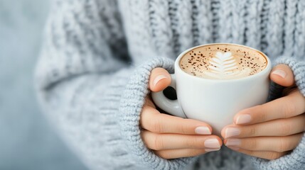 Canvas Print - Holding a warm cup of coffee indoors during a cozy winter morning