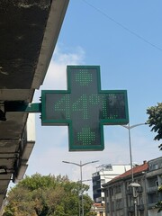 High temperature in the city. cross on the roof