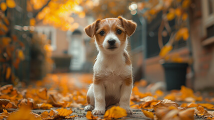 Wall Mural - Cute Jack Russell puppy close up