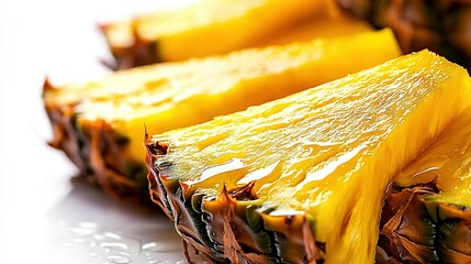 Poster -   Pineapple close-up on white, droplets on top