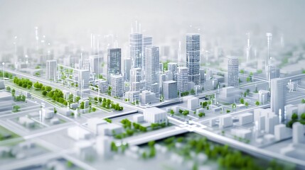 Wall Mural - Abstract visualization of smart cities emphasizing IoT integration datadriven governance and urban sustainability with clean minimalist graphics