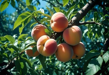 Wall Mural - ripe apricots on a tree