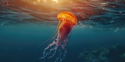 Poster - A Mediterranean jellyfish drifting in the sea