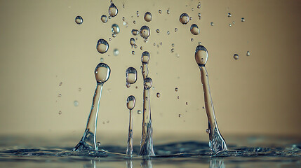 Wall Mural -   A collection of toothbrushes floating in water with droplets on their tips